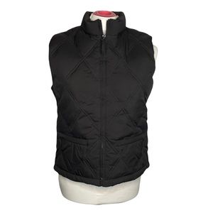 GAP Down Filled Quilted Puffer Vest Full Zip Front Fleece Lining Black Small